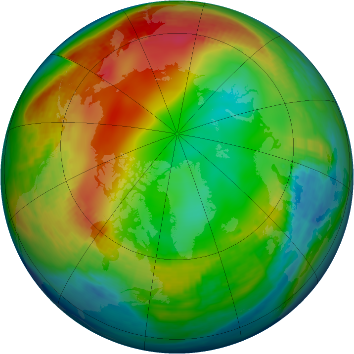 Arctic ozone map for 17 January 1990